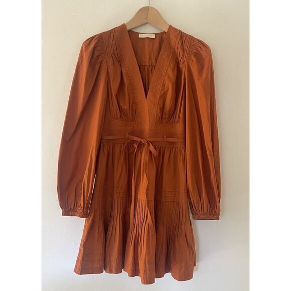 ULLA JOHNSON Rosalind Dress Saffron Rust Orange Size 2 - Picture 6 of 11